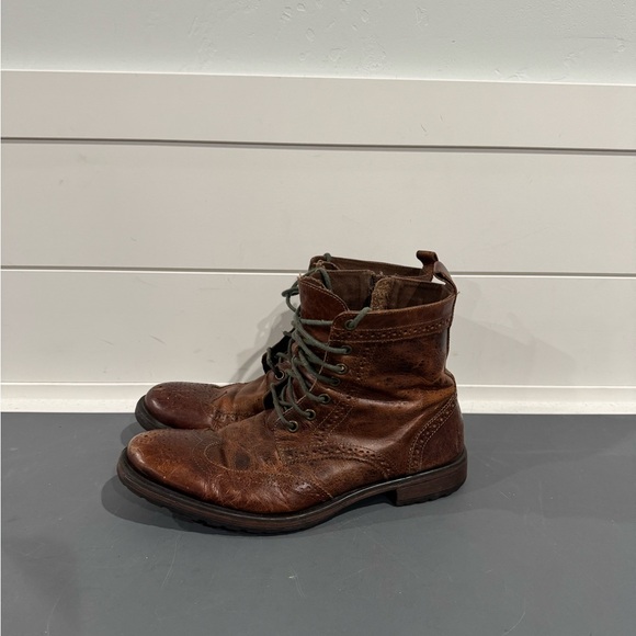 Men\'s Distressed Leather Boots with Green Laces main image 6